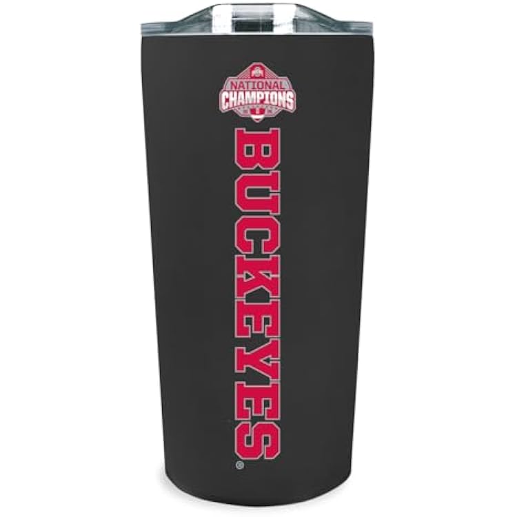 Campus Colors NCAA College Football Championship Travel Tumbler- 18 oz - Double Walled - Insulated Stainless Steel Ohio State Buckeyes - Black