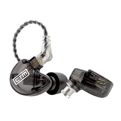 CTM CE320 Triple Driver in-Ear Monitor | Noise Isolating Professional Musician Wired in-Ear Monitor | Detachable Cable Smoke