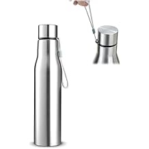 750ml Single-layer stainless steel sports water bottle;bicycle water bottle, wide mouth leak-proof sports water bottle;BPA-free, with shoulder strap, suitable for outdoor sports