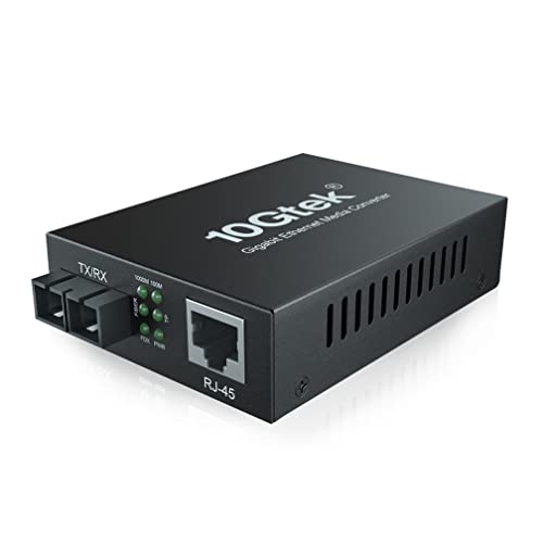 ipolex Gigabit Single-Mode SC Fiber to Ethernet Media Converter, Built-in 1000Base-LX SFP Module, 1310nm, SMF, Duplex, 20KM, Dual SC Fiber to 101001000Base-TX UTPSTPCat5eCat6 RJ45,UL Certified