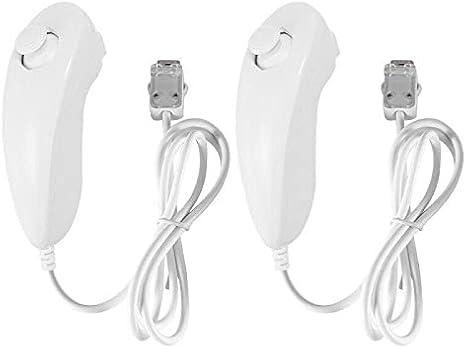 Multibao 2 Pack White Replacement Nunchucks for Wii, Gamepad Controller Compatible with Nintendo Wii