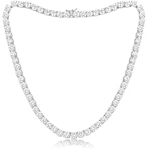 GEMSME 6mm Tennis Necklaces for Women/Men - 18K White/Yellow Gold Plated Round Cubic Zirconia Classic Diamond Tennis Chain, Ladies Tennis Necklace Size 16/18/20/22/24 inch
