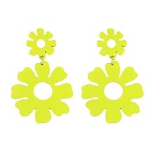 60s 70s Daisy Drop Earrings For Women Boho Orange Double Flower Earrings Retro Summer Sunflower Earrings Beach Travel Fashion Accessories