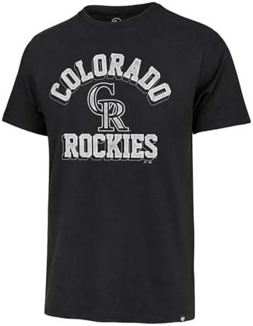 47 Mens MLB Unmatched Franklin Team Color Arched Wordmark Primary Logo Short Sleeve Baseball T-Shirt