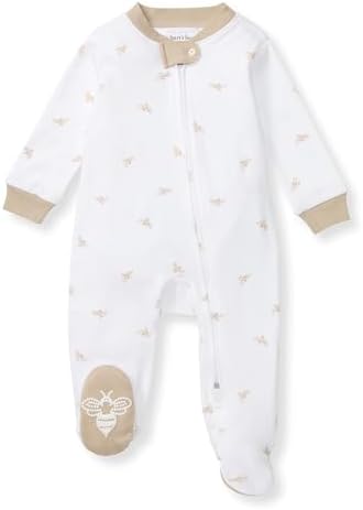 Burts Bees Baby Boys Sleep and Play PJs, 100% Organic Cotton One-Piece Zip Front Romper Jumpsuit Pajamas