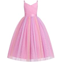 OBEEII Flower Girl Dress for Wedding Pleated V Neck Satin Tulle Princess Dress Junior Bridesmaids Pageant Formal Ball Gown