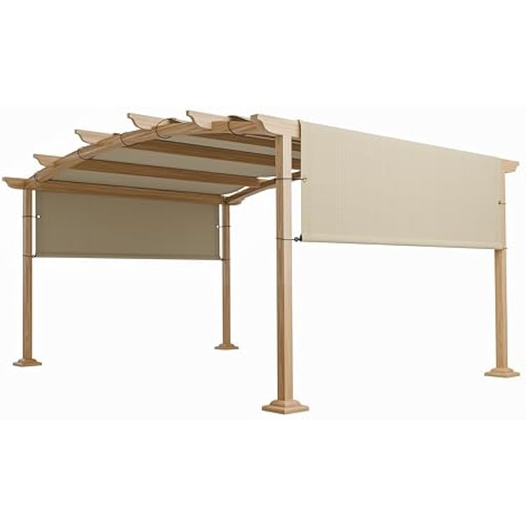 TANG 8x12 Pergola Shade Cover Replacement Canopy for Patio Deck Sunshade Universal Shade Cloth with Grommets for Garden, Sunscreen Fabric with Weighted RodsBeige