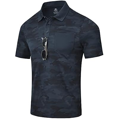 MoFiz Mens Camo Polo Golf Shirts Lightweight Dry Fit Pique Short Sleeve Collared Hiking T-Shirts Dry fit Activewear