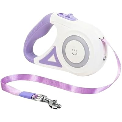 Best Dog Supplies Luminous Retractable Dog Leash with Front Safety Led Light - 360Tangle-Free Training Leash for Ultimum Freedom with Anti Slip Handle Dogs & Cats - Purple 5M16ft