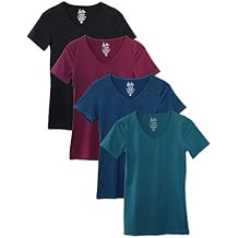 Kalon Women's 4-Pack V-Neck T-Shirt Base Layer
