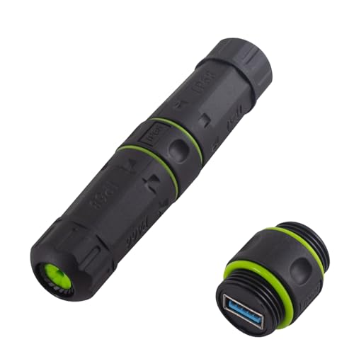 Poyiccot Waterproof USB Port, 5Gbps Waterproof IP68 Pass Through USB 3.0 Connector, Type A Female to Female Bulkhead Extension Adapter for Outdoor Charging and Data, 1pcs