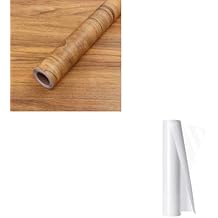 COSNIGHT Bundle with Wood Grain Wallpaper 23.6''x118'' and Clear Wallpaper 15.7''x118''