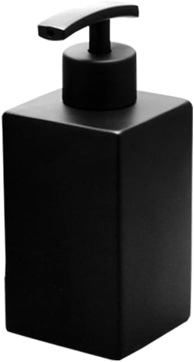 1Pc Matte Black Soap Dispenser, Stainless Steel Bathroom Hand Soap Pump Dispenser Refillable Countertop Lotion Bottle for Kitchen and Bathroom 12oz(Square, 358ml)