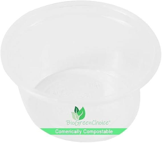 BioGreenChoice 2 oz Compostable Clear PLA Portion Cups Bulk Case of 2000 CT, BPI Certified Plant-Based Plastic Cold Food Containers, Disposable Condiment & Sampling Cup Lids Sold Separately