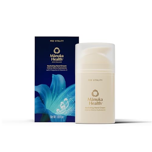 Manuka Health Hydrating Hand Cream with Vitamin C, Manuka Honey &Propolis 50 ml  1.69 oz Natural Hand Cream for Dry Cracked Hands, Hydrates, Protects & Supports Skin Health