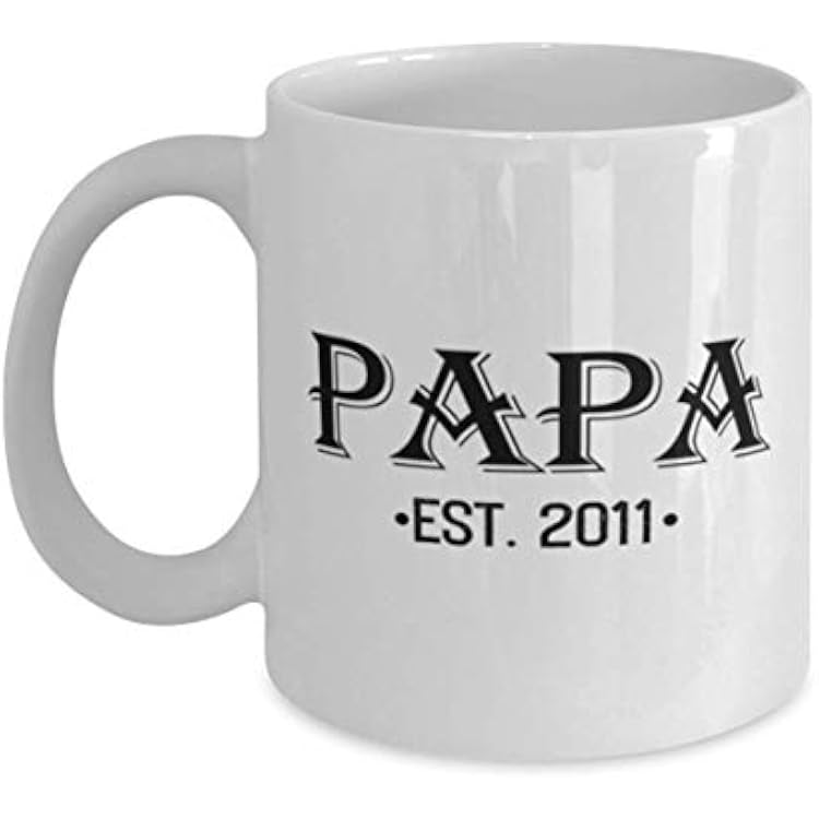 M&P Shop Inc. Papa EST 2011 - Funny 11oz Fathers Day Coffee Mug for Dad Men and Family