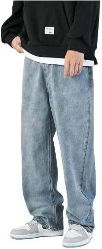 Denim Pants, Men's Fashion Trousers, Long Pants, Straight Sarouel Pants, Jeans, Baggy Pants, Wide Pants, Street Style, Rock, Loose, Large Size, Loose, Spring, Summer, Autumn, Korean Style