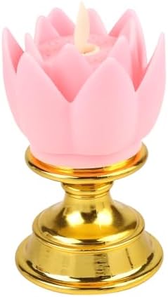 LED Lotus Buddhist Light, Lotus Candle Light Flower Night Lamp Flickering Lotu Lamp Fake Oil Buddhist Lamps Pink
