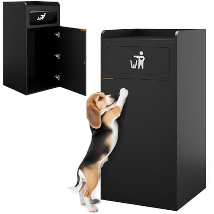 Wooden Restaurant Trash Can Cabinet with Tray Holder 35-Gallon Commercial Indoor Trash Can for Restaurants, Cafes, Kitchens, and Dining Areas Durable Wooden Garbage Bin with Storage