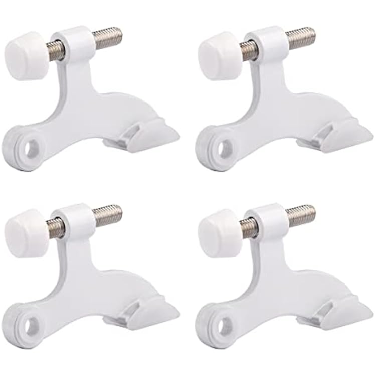 HOMOTEK 4 Pack Hinge Pin White Door Stopper,Adjustable Deluxe Heavy Duty Door Stopper 2-12x1-34,with White Rubber Bumper Tips