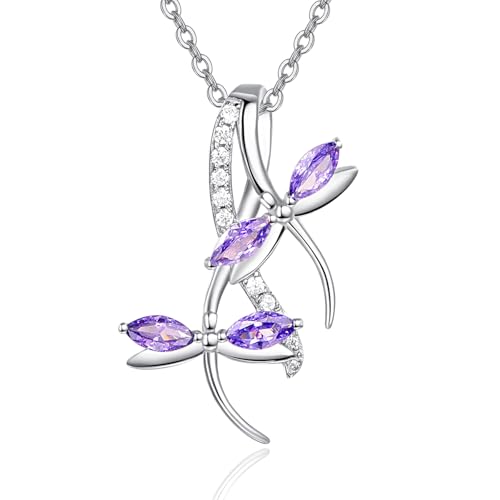 PRAYMOS Dragonfly Gifts 925 Sterling Silver Dragonfly Necklace for Women Dreamy Dragon fly Pendant Dragonflies Jewelry Birthday Gift 182 Adjustable Chain