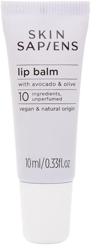 SKIN SAPIENS Nourish & Protect Lip Balm with Avocado & Olive, 100% Natural Ecocert Cosmos, Unflavoured Lip Care For Men and Women, Cruelty Free and Vegan Skincare For Sensitive Skin, 10 ml