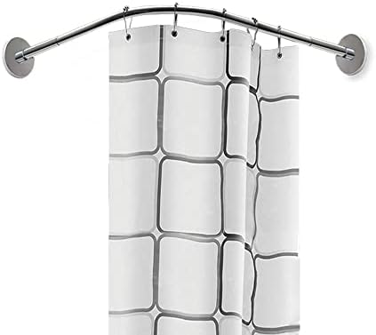 Extendable Shower Curtain Rod, L Shape Extendable Shower Curtain Rod, Curved Shower Curtain Rails, 304 Stainless Steel Bath Curtain Rail Bar for Bathroom Bathtub