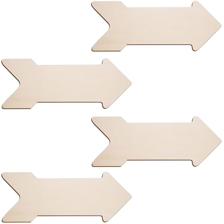 4 PCS Wooden Arrow Signs for DIY Crafts, Large Unfinished Blank Wooden Arrow Plaque for Home Party Office Decoration Ornament,15.7 x 5.9 Inch