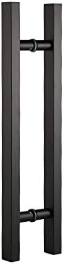 TOGU TG-6019 24 inches Solid Standoffs Heavy-Duty Commercial Grade-304 Stainless Steel Push Pull Door Handle/Barn Door Pull Handle/Glass Pulls, Matte Black Finish