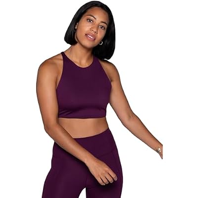 Girlfriend Collective Topanga Womens Sports Bra with Cross Back I Comfy Bra Women Without Underwire in Various Sizes and Colours I Sports Bra Womens Strong Hold for All Ages, Plum, XX-Large