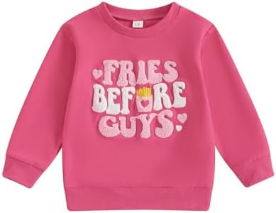 Valentines Toddler Girl Boy Baby Outfit Valentines Day Shirt Fries Before Guys Short Sleeve T-shirts Vintage Tops