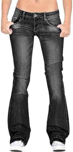 Andongnywell Womens High Waisted Ripped Flare Bell Bottom Jeans Pants Wide Leg Denim Pants Trousers