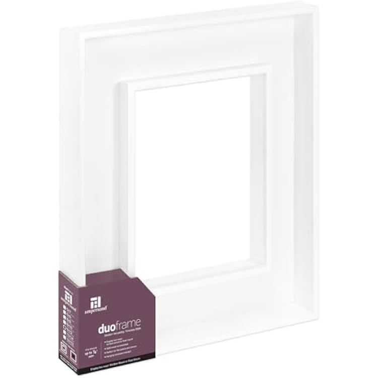 Ampersand Art Supply Duoframe | 9x 12 | 2-in-1 Solid Hardwood Art & Canvas Frame in White Finish for Painting Panels, Mounted Photos & Wall Artwork