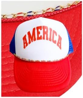 Trucker Hat Chain hat bar hat bar party supplies gold chain 4th july christmas rhinestone wedding bride 4TH JULY RED WHITE BLUE CHAIN