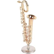 Agatige Miniature Saxophone, Brass Mini Saxophone Model Miniature Musical Instrument for Dollhouse Home Decoration