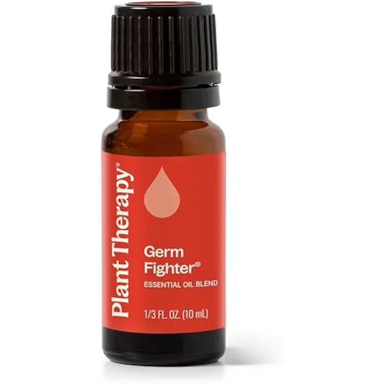 Plant Therapy Germ Fighter Essential Oil Blend Pure, Natural Aromatherapy, for Diffusion & Topical Use, DIY Multi-Surface Cleaner, Hand Cleanser, Home or Office Use, Therapeutic Grade 10 mL 13 oz