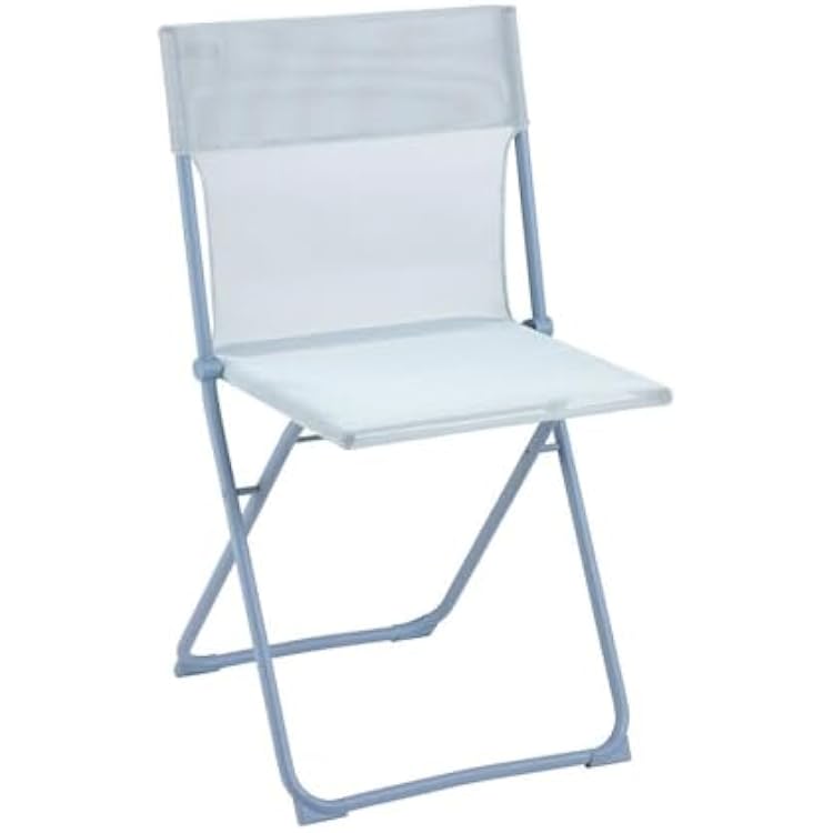 Lafuma Balcony II Colorblock Batyline Fabric Steel Frame Lightweight Foldable Portable Patio, Lawn, and Garden Bistro Chair, Ciel Sky Blue, Set of 2