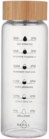Exquisite Large Capacity Glass Water Bottle with Time Marker Clear Glass Cup Portable Beverage Cups Juice Tea Mug Coffee Glasses Practical