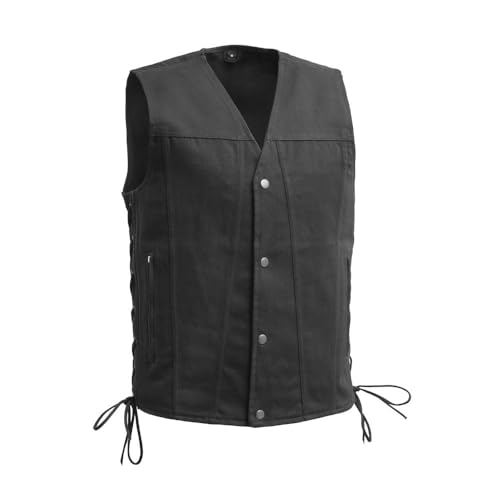 FIRST MFG CO - Lone Star - Mens Motorcycle Biker Riding Black Twill Vest