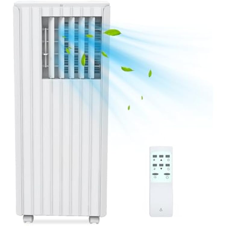 8,000BTUs Portable Air Conditioners Room Up to 350 Sq.Ft, 4-In-1 Portable Ac With Cool, Fan, Dehumidifier & Sleep Mode, Indoor Ac Unit wRemote Control, 24H Timer, Window Installation Kit, White