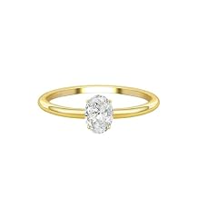 JSJOY Mothers Day Gifts 925 Sterling Silver Gold Promise Rings for Her Cubic Zirconia Engagement Rings for Women Trendy Oval Cut Solitaire Wedding Bands Size 3.5-10 Anniversary Jewelry Gifts for Women