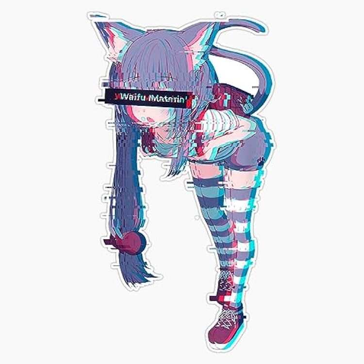 Anime Girl Waifu Aesthetic Vaporwave Glitch Manga Neko Girl I Love This Best For You For Men Tee Women Gift Cheap Design Customize Sticker Vinyl Waterproof Sticker Decal Car Laptop Wall Window Bumper Sticker 5