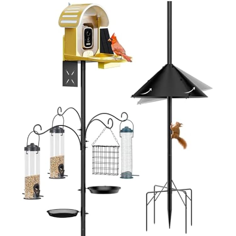 Bird Feeder Pole Squirrel Proof, 92 Inch Heavy Duty Bird Feeder Pole for Outdoor Feeding Station with Stable Base House Not Included
