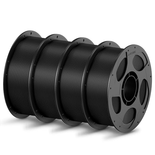 ANYCUBIC PLA Filament 1.75mm Bundle, 3D Printing PLA Filament 1.75mm Dimensional Accuracy - 0.02mm, 1KG Reusable Spool 2.2 lbs, 4KG Black