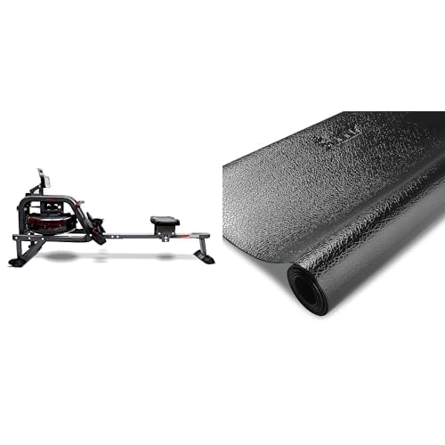 Sunny Health & Fitness Smart Obsidian Surge 500m Water Rowing Machine SF-RW5713SMART  Home Gym Foam Floor Protector Mat
