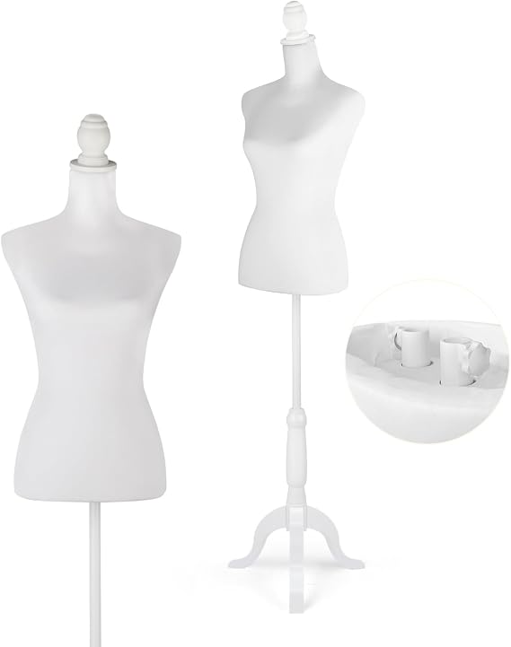HOMBOUR Female Dress Form Mannequin Torso Body with Adjustable Tripod Stand,Sewing Mannequin Torso Dress Form,Mannequin Body with Adjustable Tripod Stand for Clothing Dress