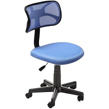 Desk Chair Low-Back, Mesh Student Study Task Chair Armless Ergonomic Small Sylish Swivel Adjustable Rolling Seating for Small Spaces Home Office Bedroom Study, Blue