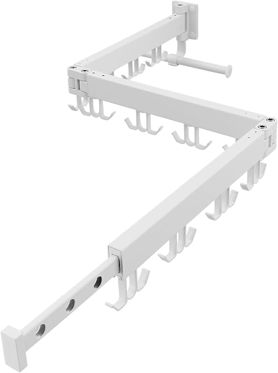 JOOM Aluminum Wall Mounted Clothes Drying Rack, 51-Inch Tri-Fold, White