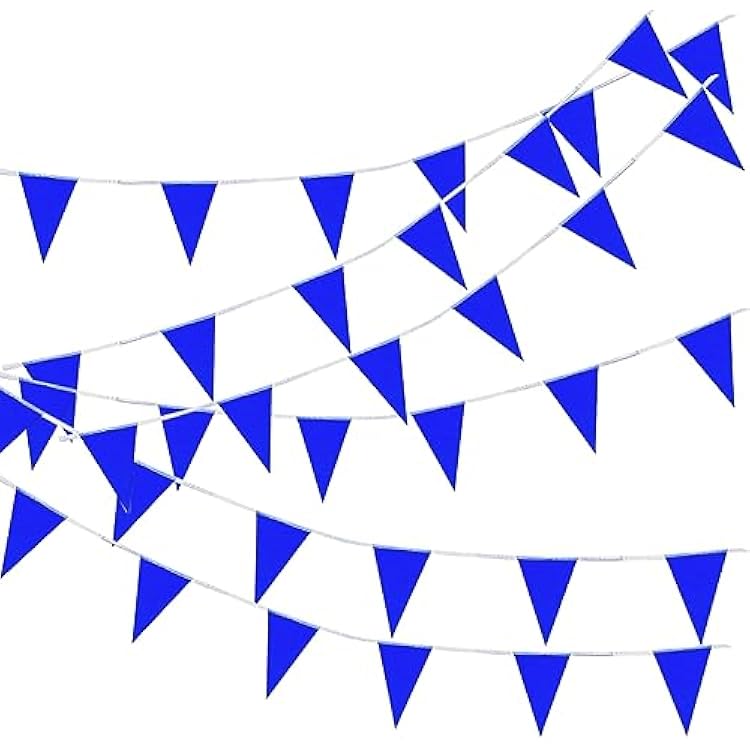 Blue Flag Pennant Banner String Triangle Bunting Flags Wedding party Banner for Carnival School Patio Pool Camping Birthday Wedding Baby Shower Grand Opening Indoor Outdoor Christmas Decor