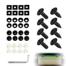 UGSHY 8 Sets License Plate Screw, Self Tapping Mounting Fasteners for Auto Front and Rear License Plate Frame Cover, Rustproof License Plate Bolts, Universal License Plate Screw Kit (Black)